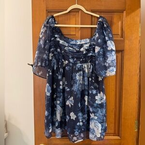 NEW Abercrombie & Fitch Blue Floral Flowy Dress